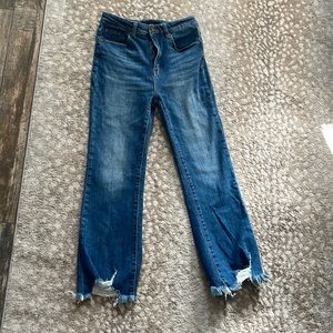 Risen crop high waist jeans